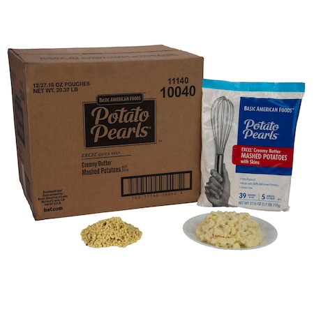 Baf Potato Pearls Excel Creamy Butter Mashed Potatoes With Skins 27.16 oz. Pouch, PK12 10040